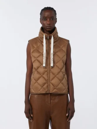 Vatteret, vandafvisende nylon-canvas-vest, karamel