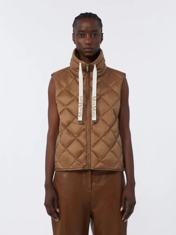 Vatteret, vandafvisende nylon-canvas-vest, karamel Vatteret, vandafvisende nylon-canvas-vest, karamel