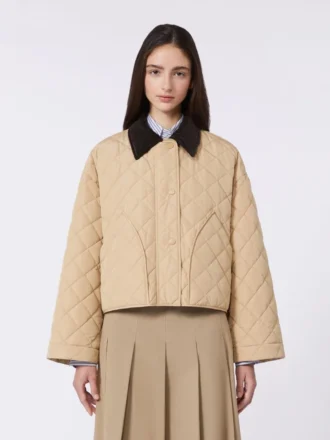 Vendbar, polstret jakke i vandafvisende stof, beige