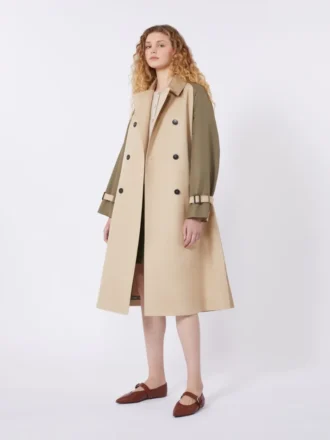 Vendbar vandafvisende gabardine-trenchcoat, beige