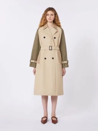 Vendbar vandafvisende gabardine-trenchcoat, beige