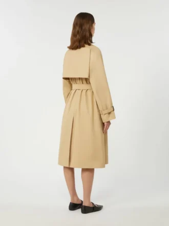 Vendbar vandafvisende gabardine-trenchcoat, beige