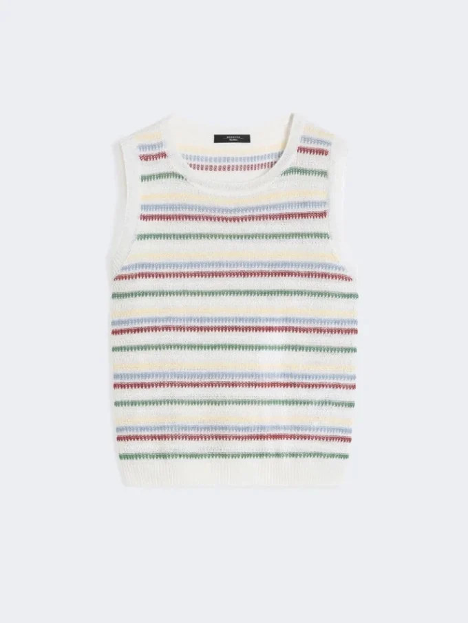 Vest i linnedgarn, flerfarvet Vest i linnedgarn, flerfarvet
