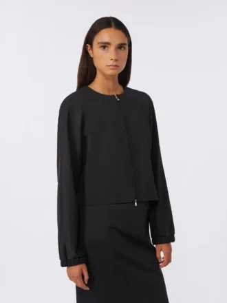 Viskose-jerseyjakke i boxy-stil, sort