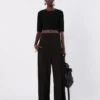 Crop top i stretchviskose, sort Crop top i stretchviskose, sort