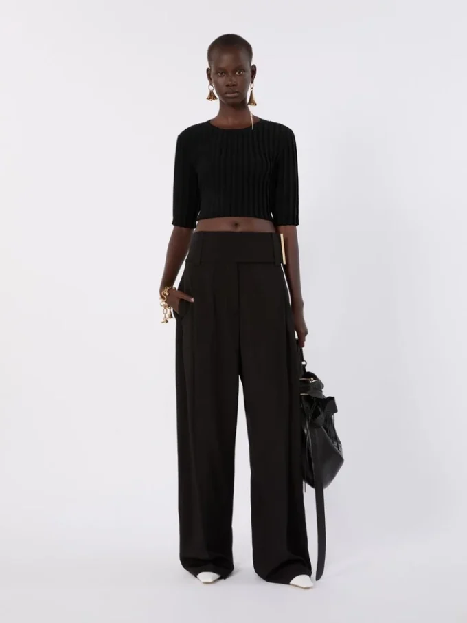Crop top i stretchviskose, sort Crop top i stretchviskose, sort